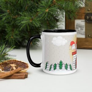 christmas cat mug: cozy fireplace holiday coffee cup, 11oz