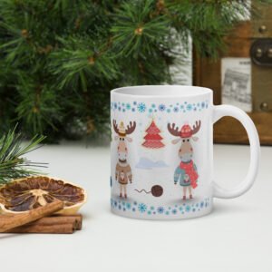 christmas reindeer mug | scandinavian holiday coffee cup (11 oz)