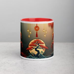 Year of the Horse Mug, Red Gold Chinese New Year Gift, 11 oz
